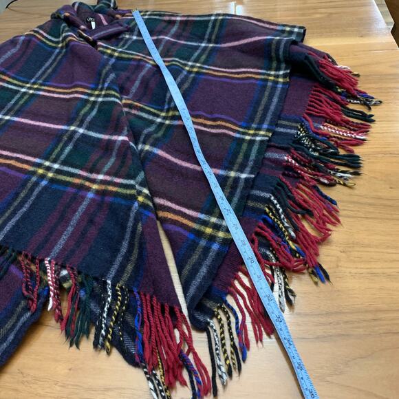 Luisa Brini Wool Plaid Fringe Poncho - Picture 7 of 9